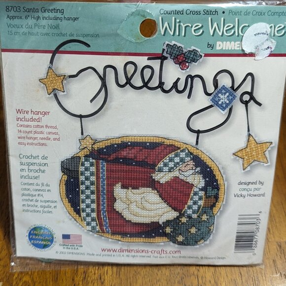 Crewel Needlepoint Vintage Dimensions Santa Greeting Scene Embroidery Kit 2002 - Picture 1 of 3